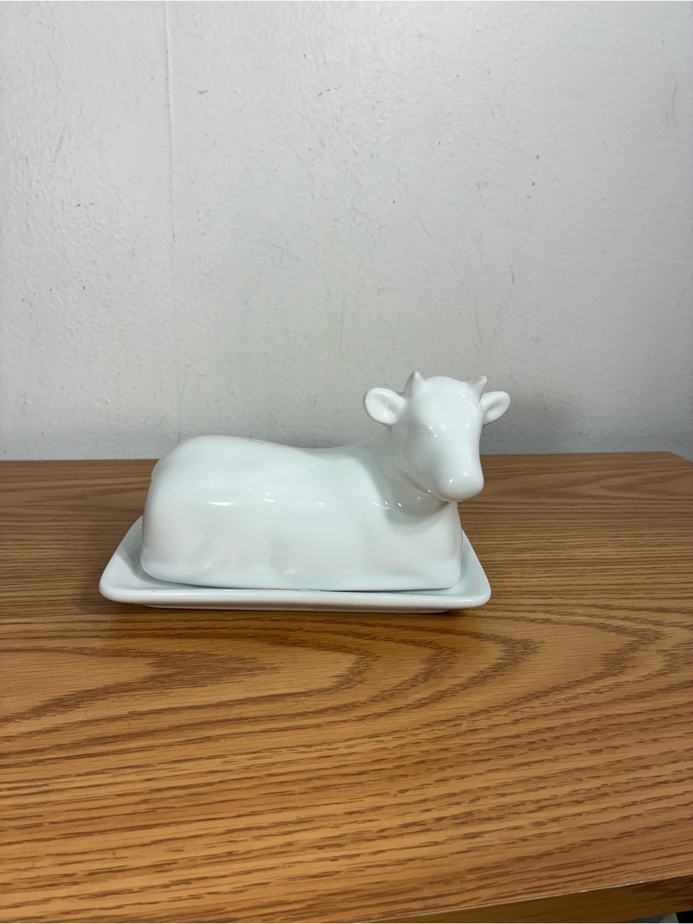 Pier One White Butter Dish with Cow Lid